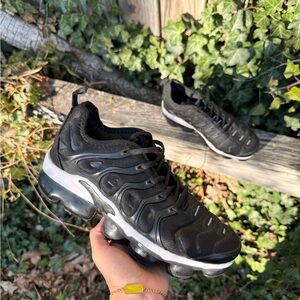 Nike Black with White Accents VaporMax Plus Sneakers